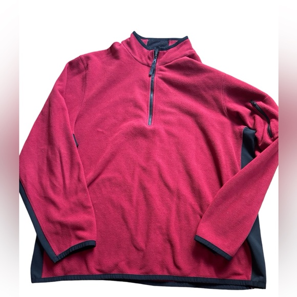 Banana Republic Mens Red Black Arctic Fleece 1/4 Zip Pullover Jacket sz XL Golf - Picture 1 of 3